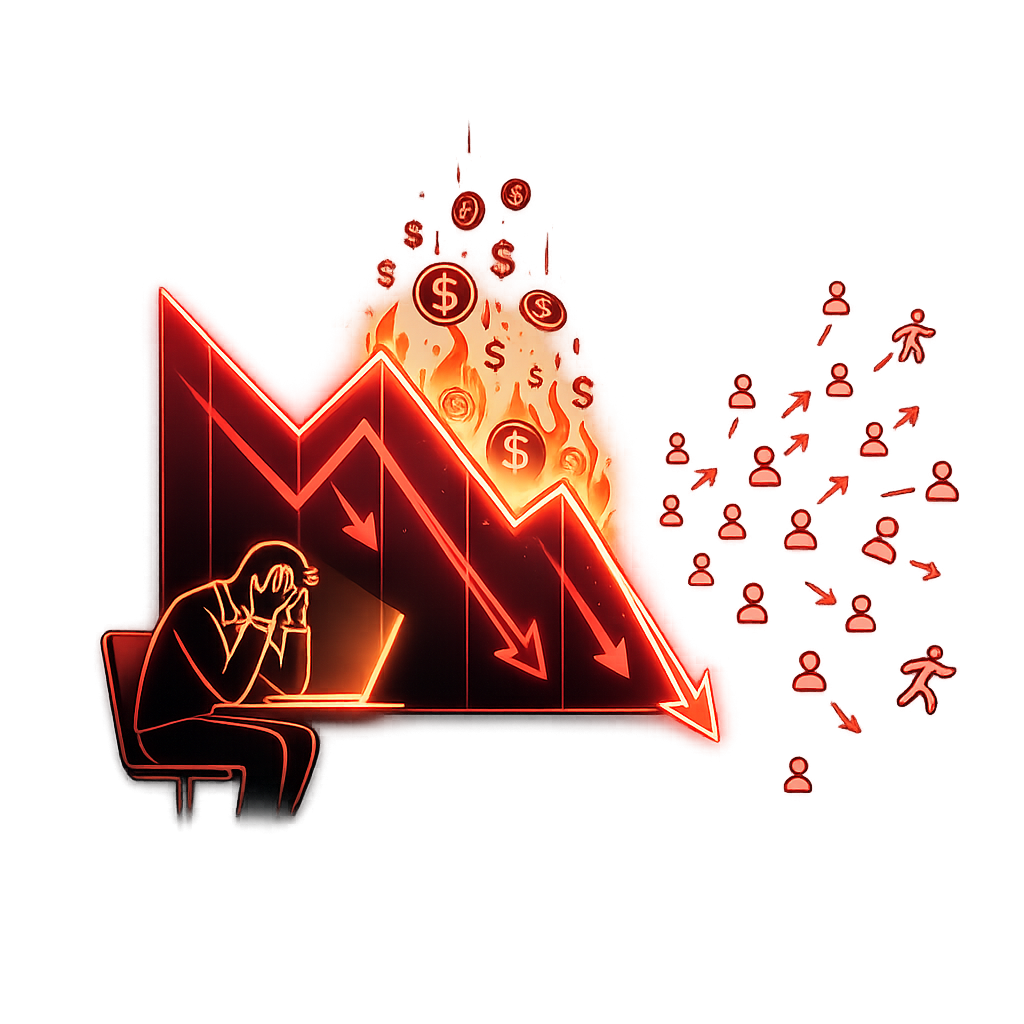 Gráficos em queda, custos subindo e leads abandonando